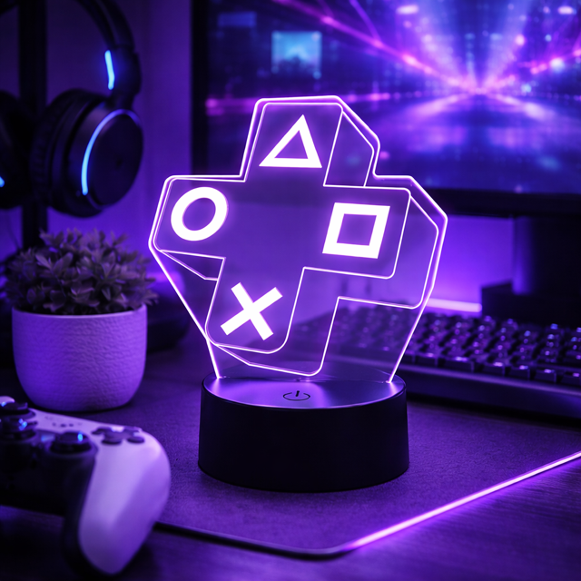 Lampe LED 3D Gaming – Veilleuse PlayStation multicolore tactile USB