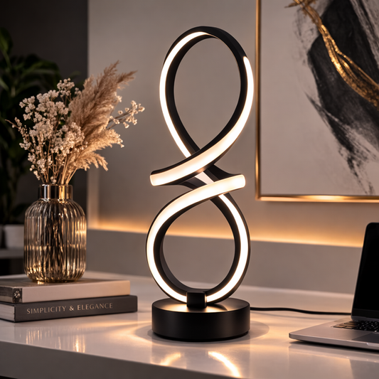 Lampe LED Design Infinity – Lampe Moderne pour Table de Chevet ou Bureau