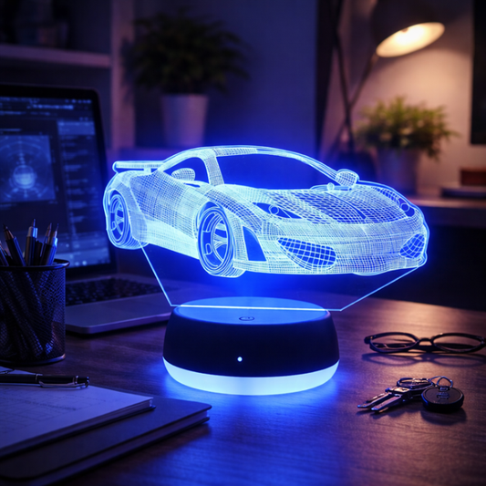 Lampe 3D LED Voiture de Sport – Veilleuse Gaming 7 Couleurs USB