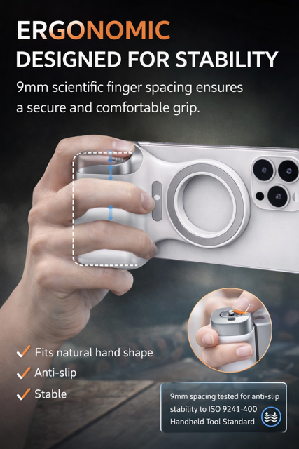 Poignée Magnétique Ergonomique pour Smartphone – Stabilité & Confort