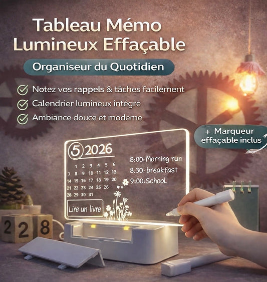 MurÉclat – SimpliLife | Tableau Mémo Lumineux Effaçable & Organisateur Quotidien