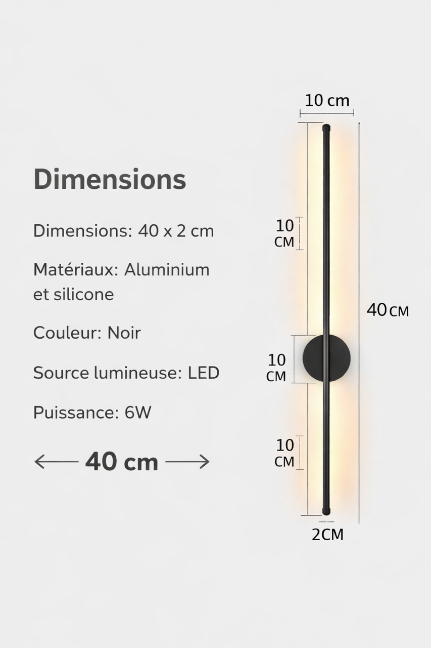 Lampe murale design noir mat – Transformez votre pièce en 10 secondes | MurÉclat Axis